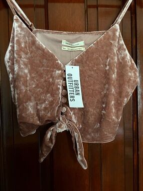 Urban Outfitters Dusty Mauve Velvet Tie-Front Cami